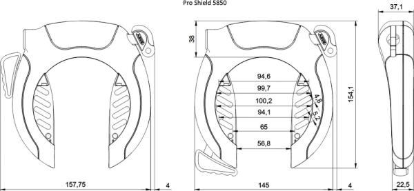 Abus Rahmenschloss Pro Shield 5850 NR ohne Halter schwarz  Produktbild 1