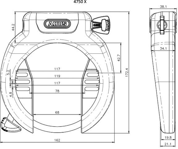 Abus Rahmenschloss Pro Amparo 4750X NR ohne Halter schwarz  Produktbild 1