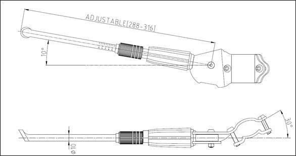 Seitenst&uuml;tze CD-104 26 - 28" 288 - 316 mm Montage nur an Kettenstrebe schwarz  Produktbild 1