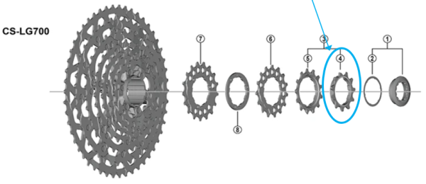 Shimano Zahnkranz CS-LG700 11 Z&auml;hne Spacer Typ 